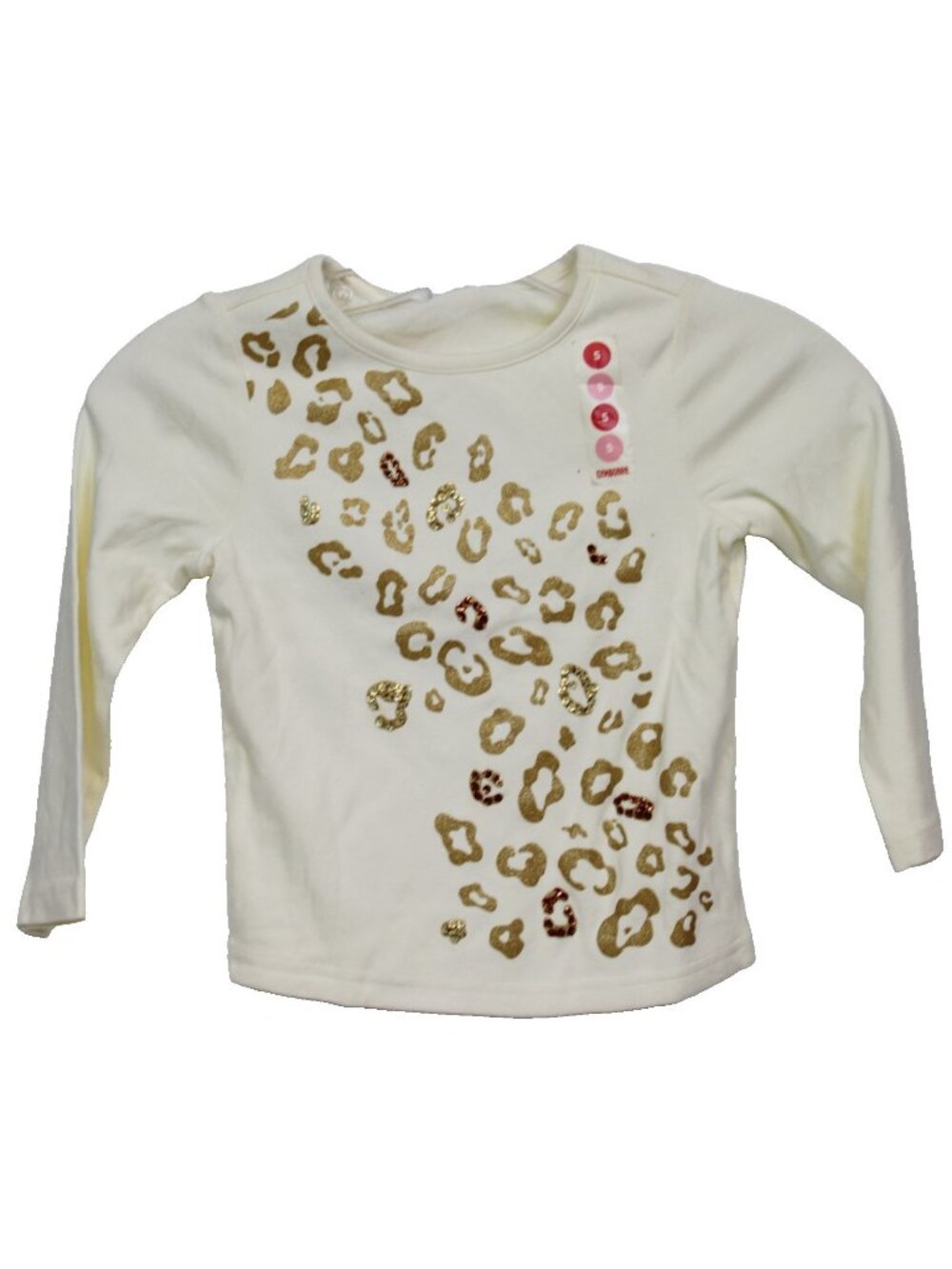 2007 Gymboree Holiday Classics White Shirt sz 5 Gold Animal Print Sequins Spots